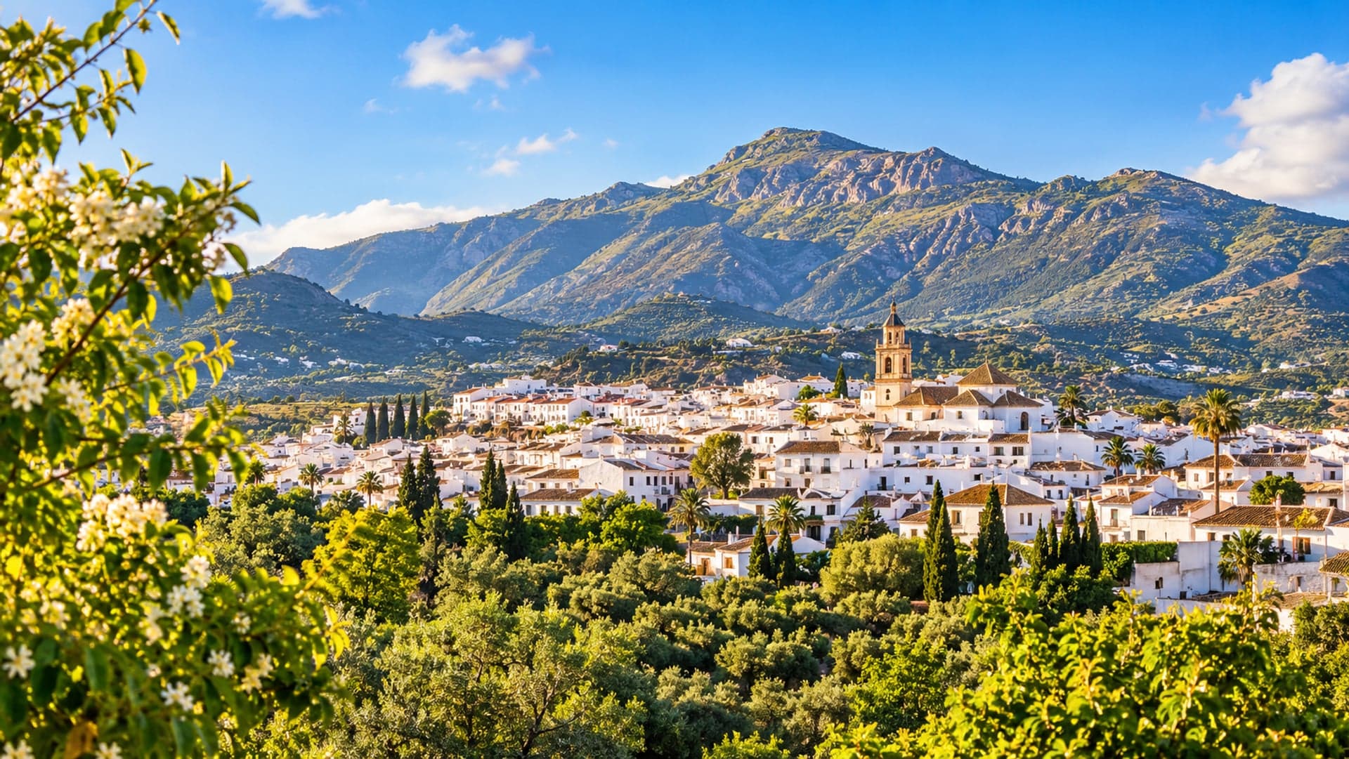 Blick auf Alhaurín el Grande mit der Sierra de Mijas im Hintergrund