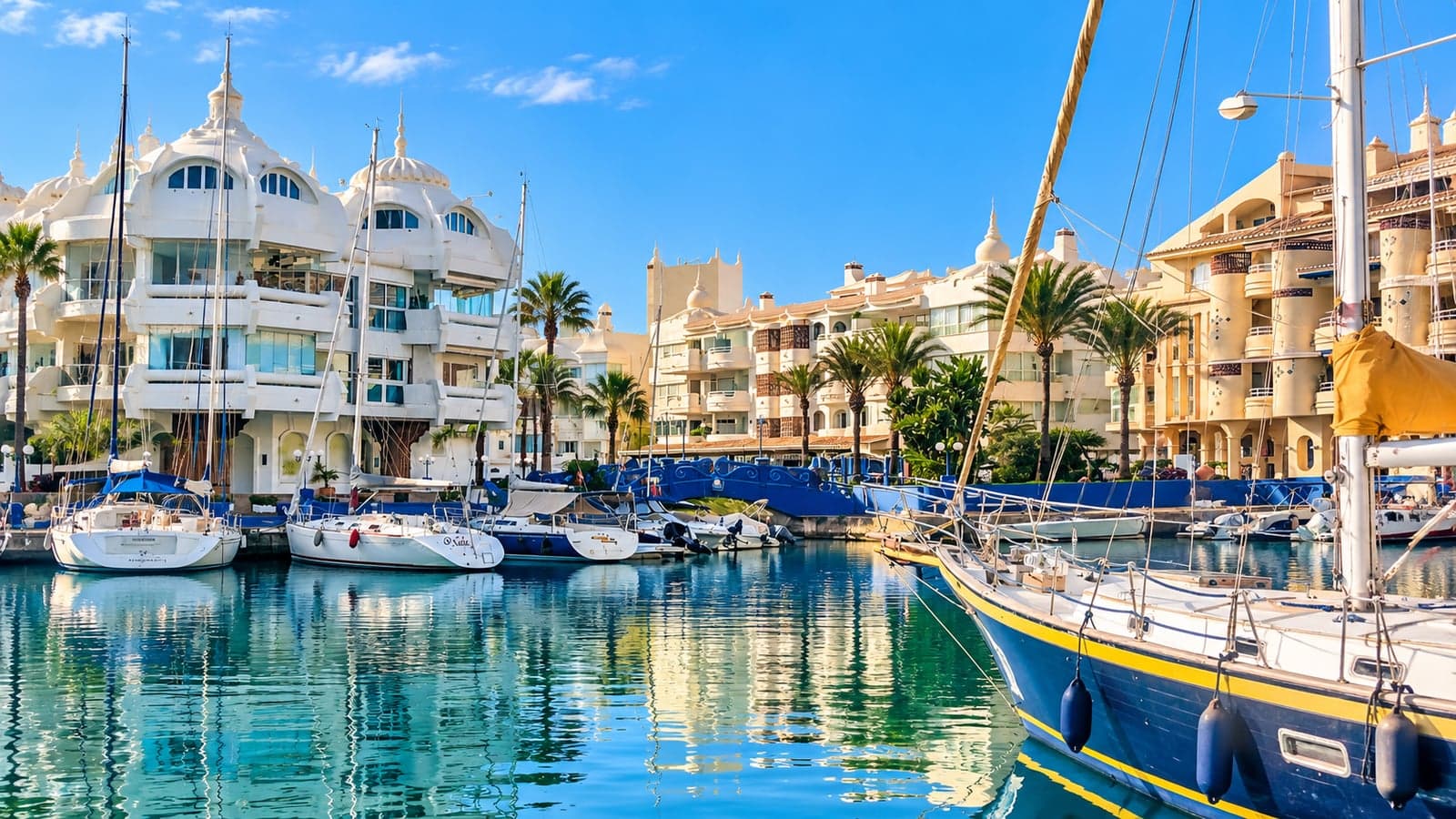 Yachthafen Puerto Marina mit maurischer Architektur in Benalmádena