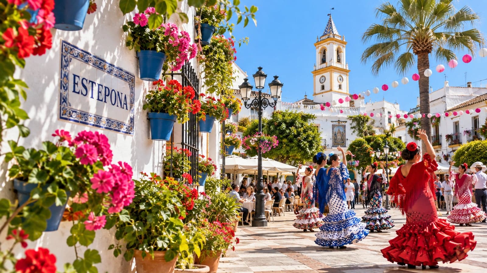 Flamencotänzerinnen bei einem Fest in der Altstadt von Estepona