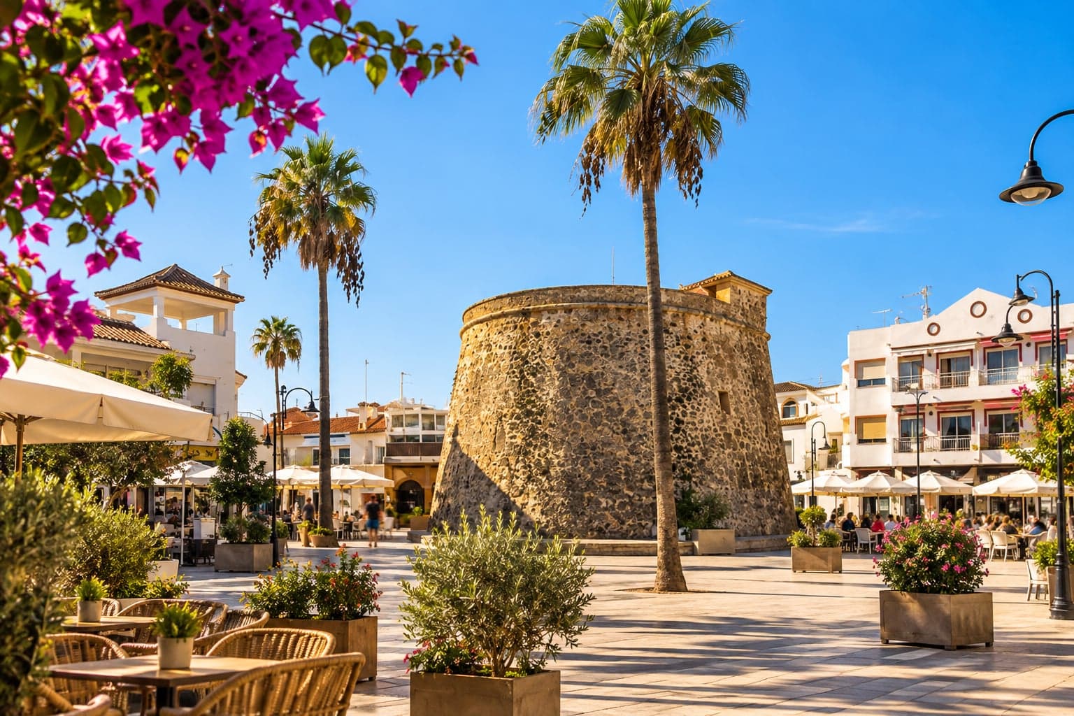 Historischer Wachturm mit Restaurants in La Cala de Mijas