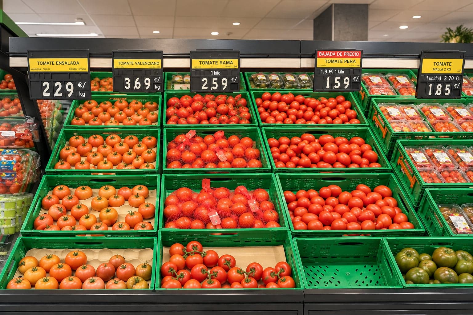 Frisches Obst und Gemüse in einem Supermarkt an der Costa del Sol