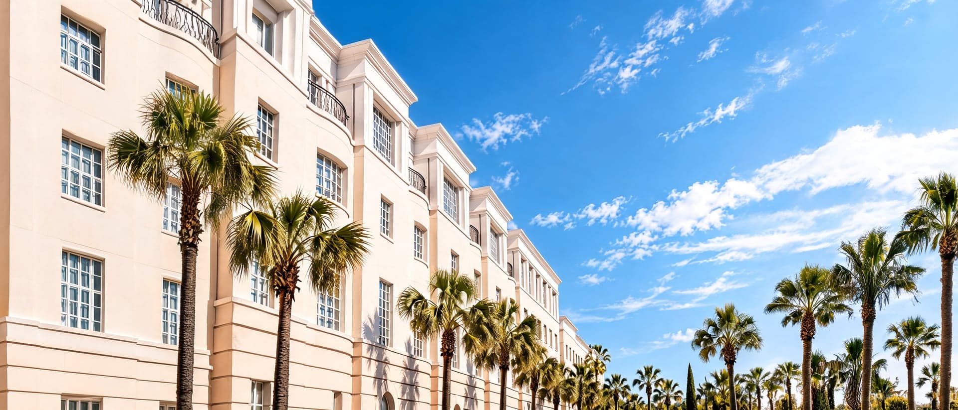 Elegante Wohnanlage mit Palmen an der Costa del Sol