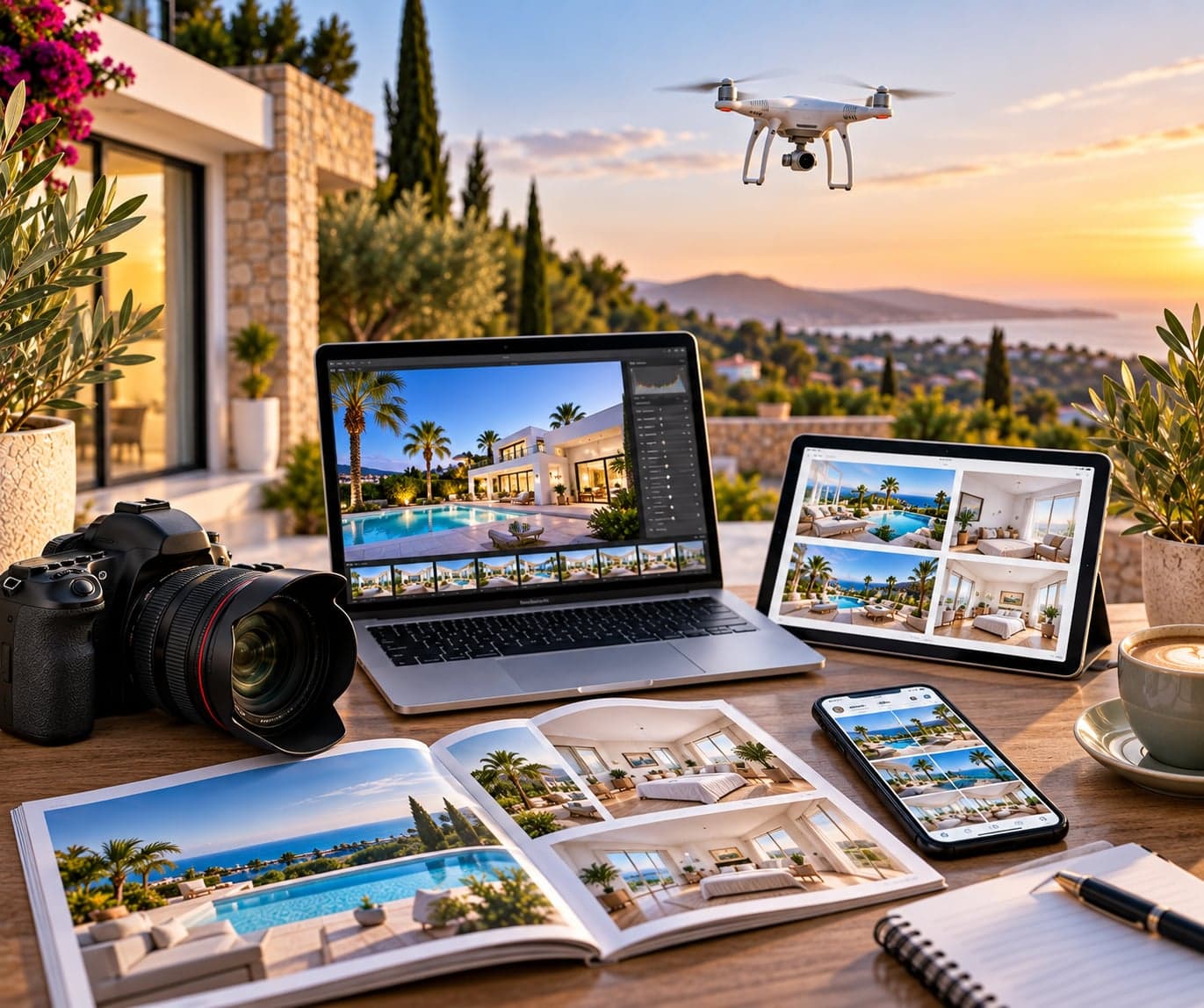 Professionelle Immobilienvermarktung mit Kamera, Drohne und digitalen Exposés