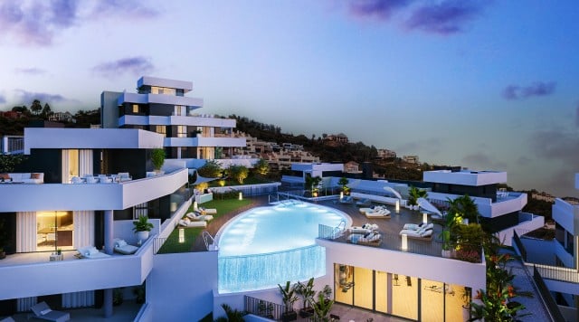 New Development with luxury apartments with large terraces with views over the Mediterranean coast.